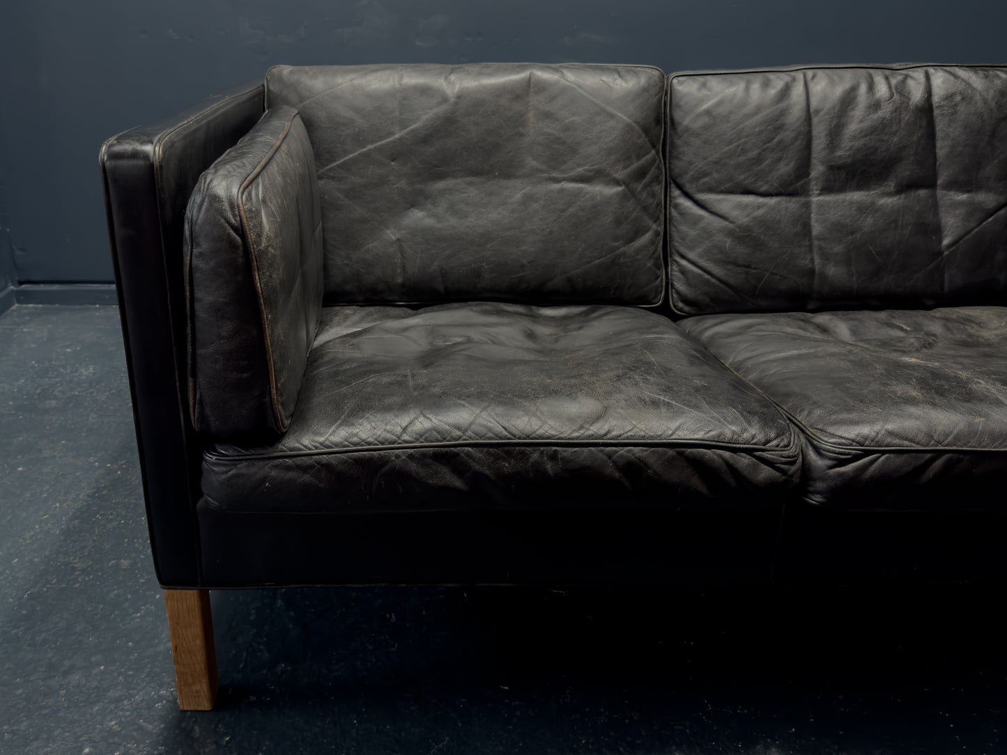 Borge Mogensen Black Leather Sofa