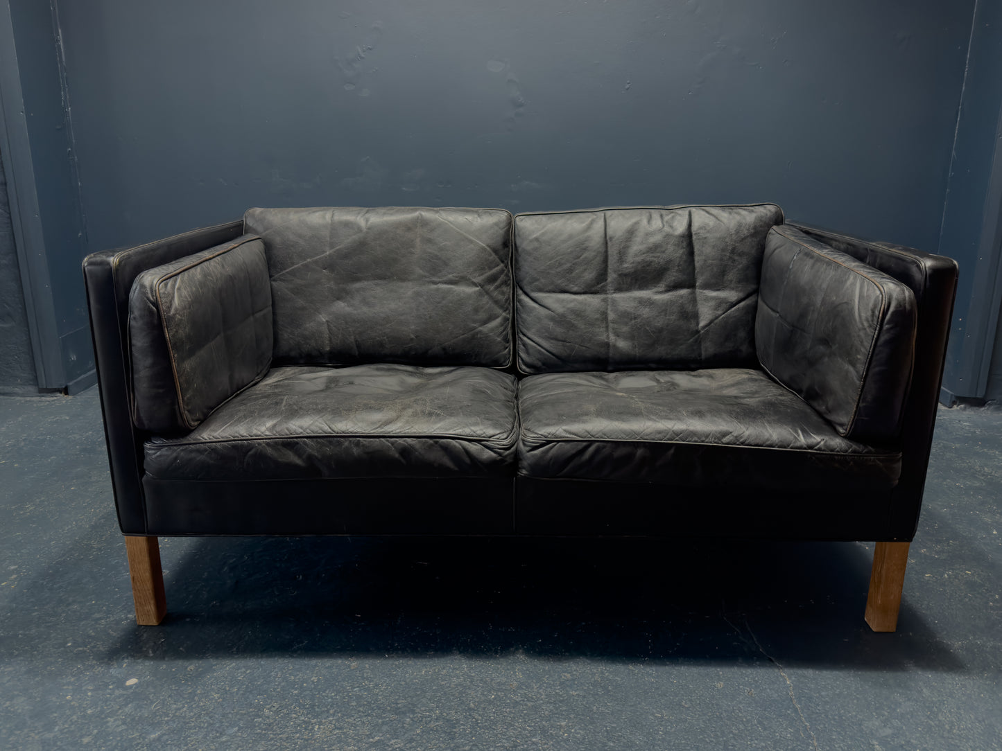 Borge Mogensen Black Leather Sofa