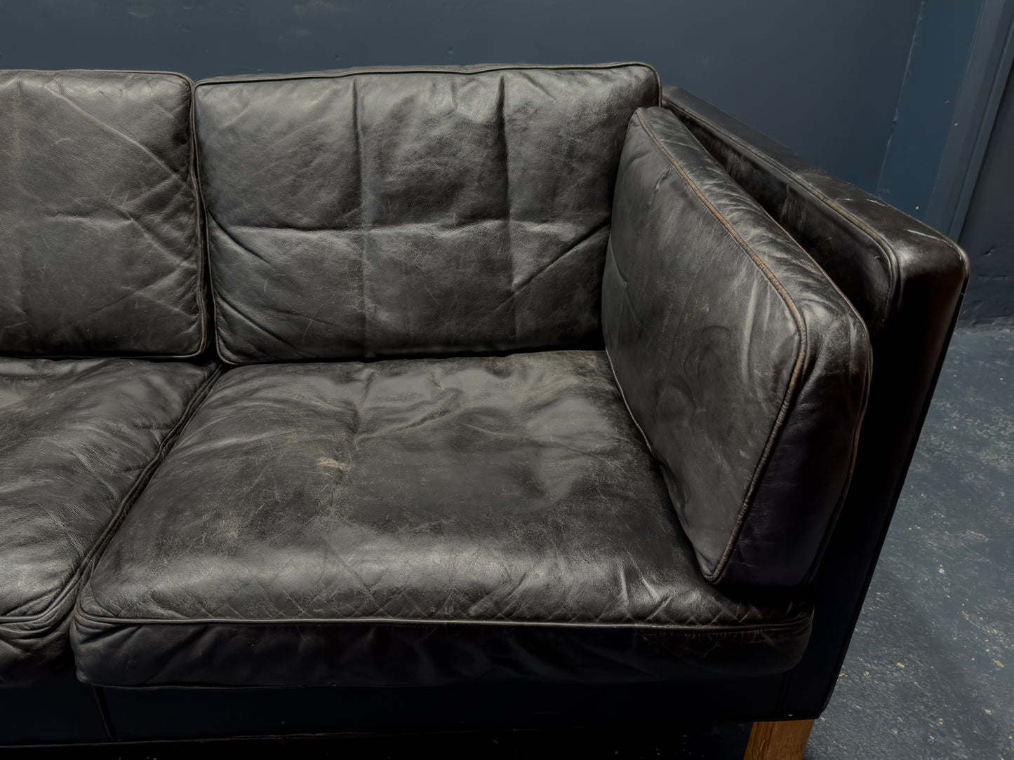 Borge Mogensen Black Leather Sofa