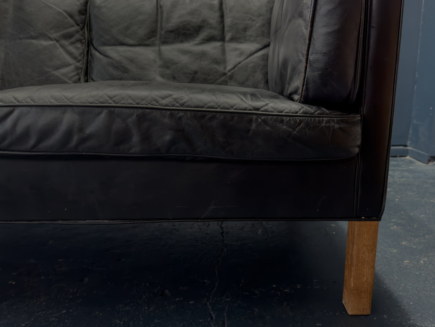 Borge Mogensen Black Leather Sofa