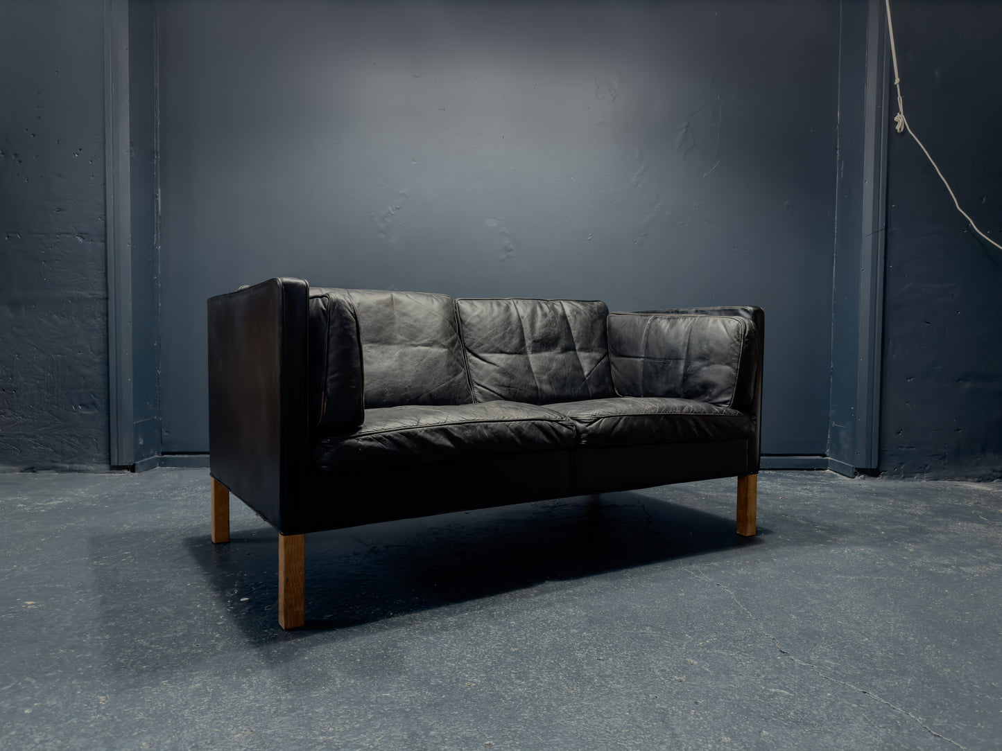 Borge Mogensen Black Leather Sofa