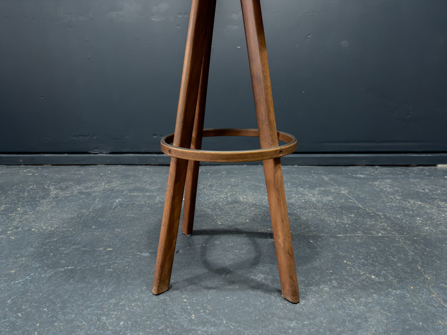 Hans Olsen Teak and Black Leather Bar Stool