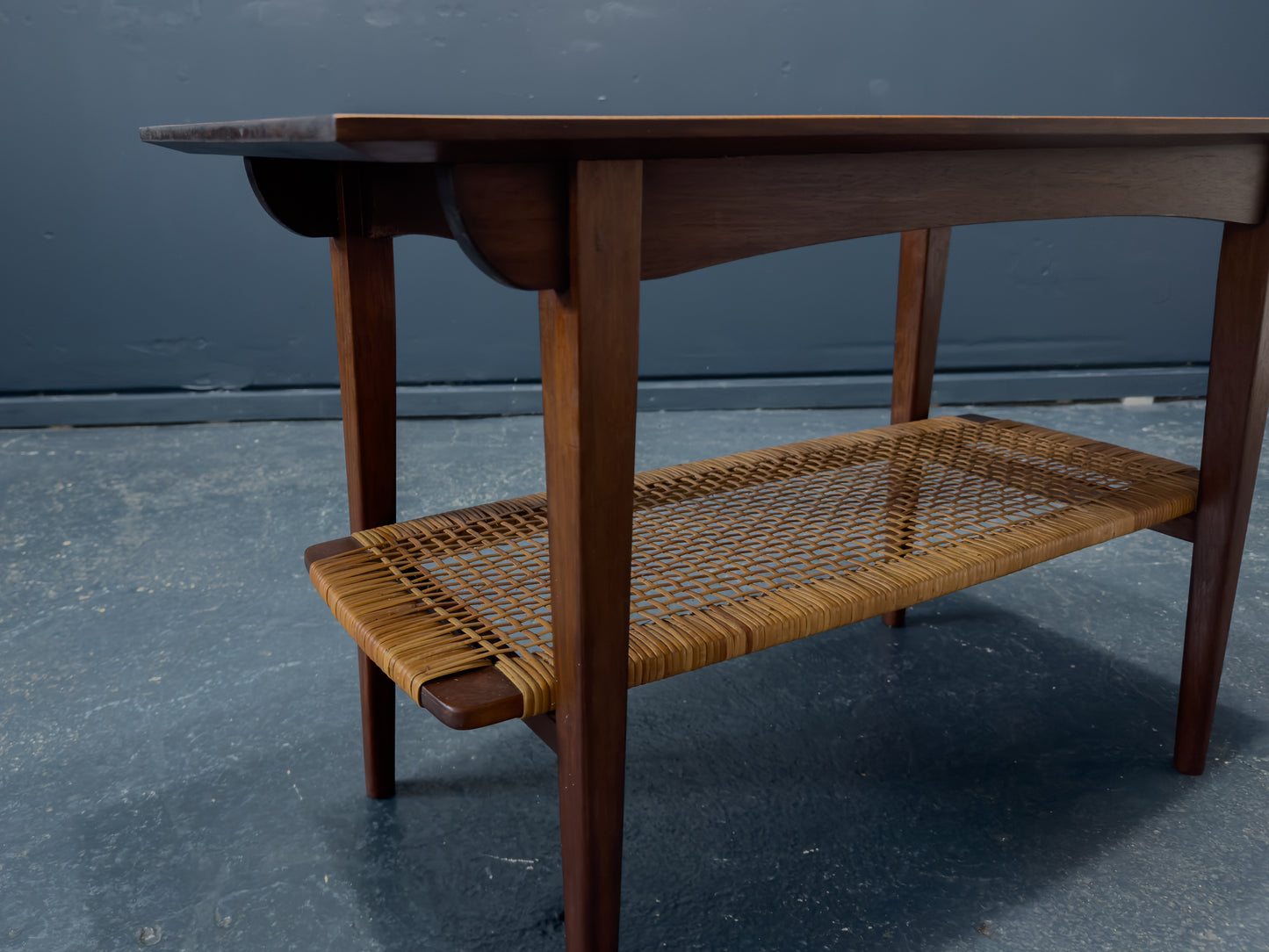 Large Teak and Cane Coffee Table