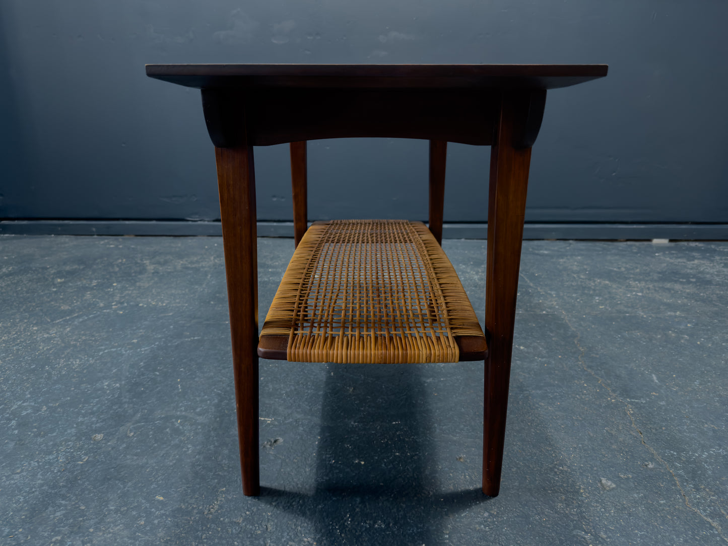 Large Teak and Cane Coffee Table