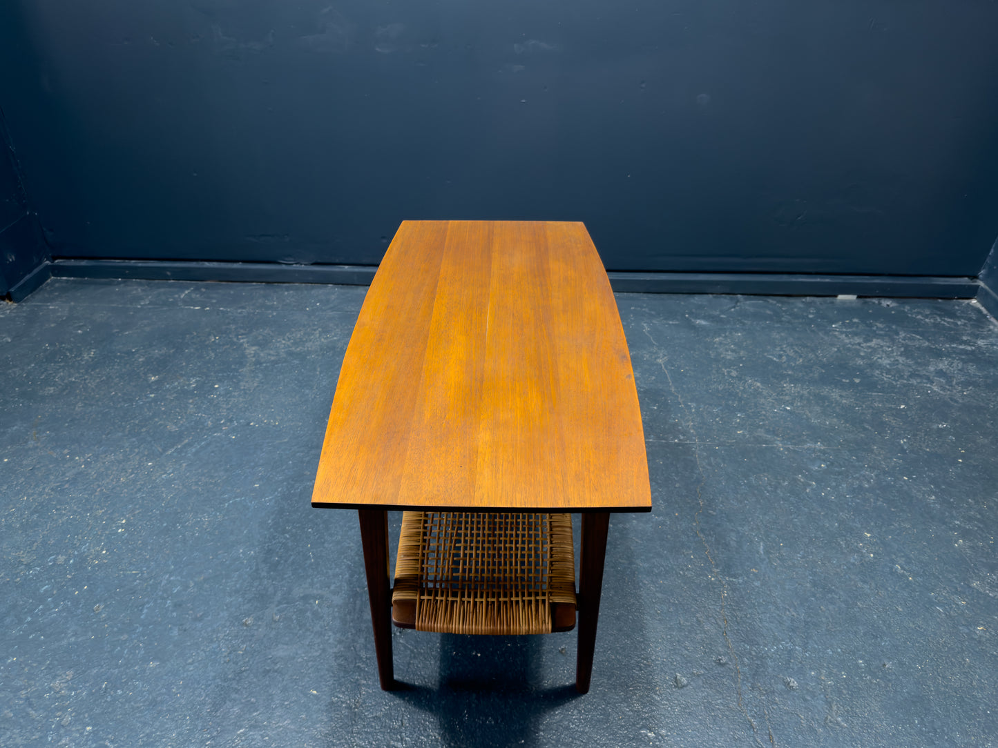 Large Teak and Cane Coffee Table