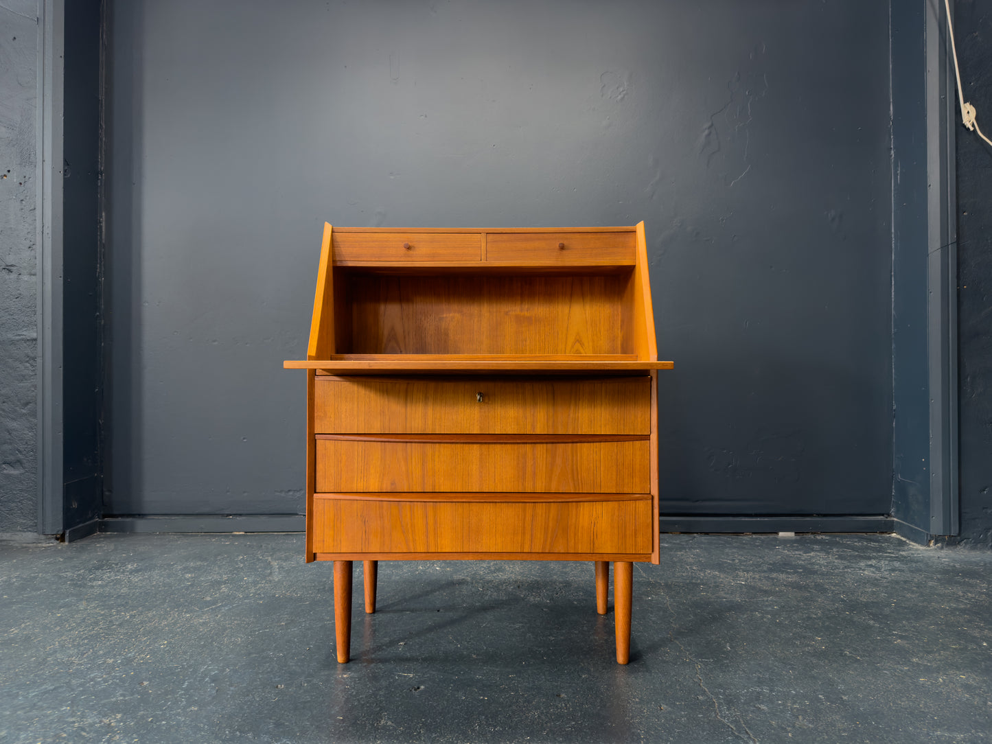 Teak Bureau with Writing Desk