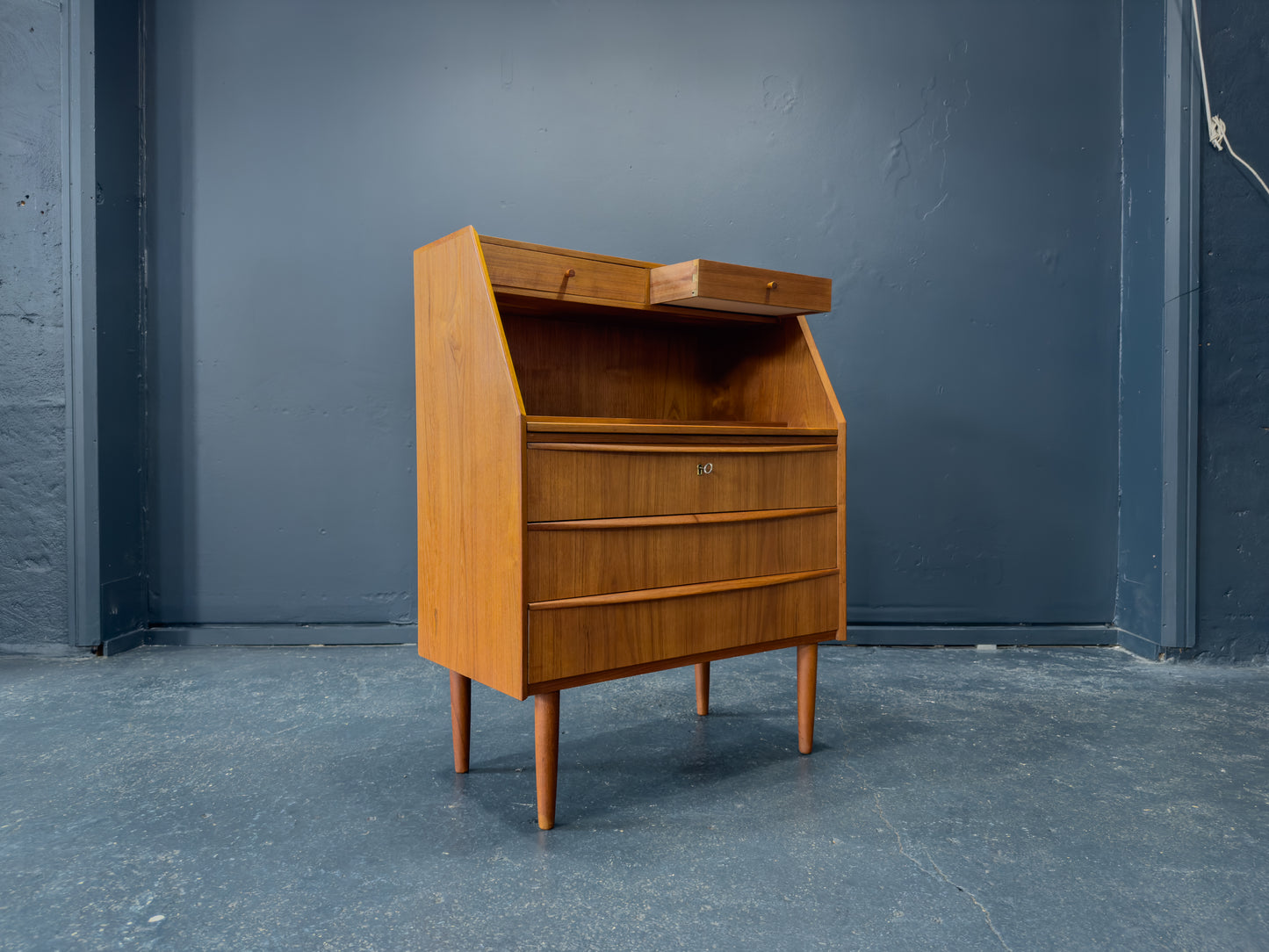 Teak Bureau with Writing Desk