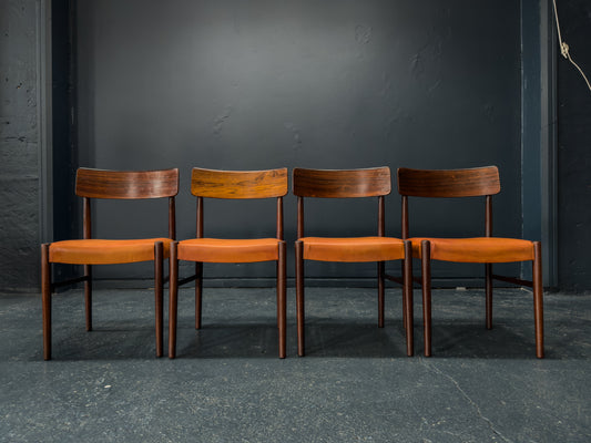 Set of 4 Rosewood and Leather Chairs