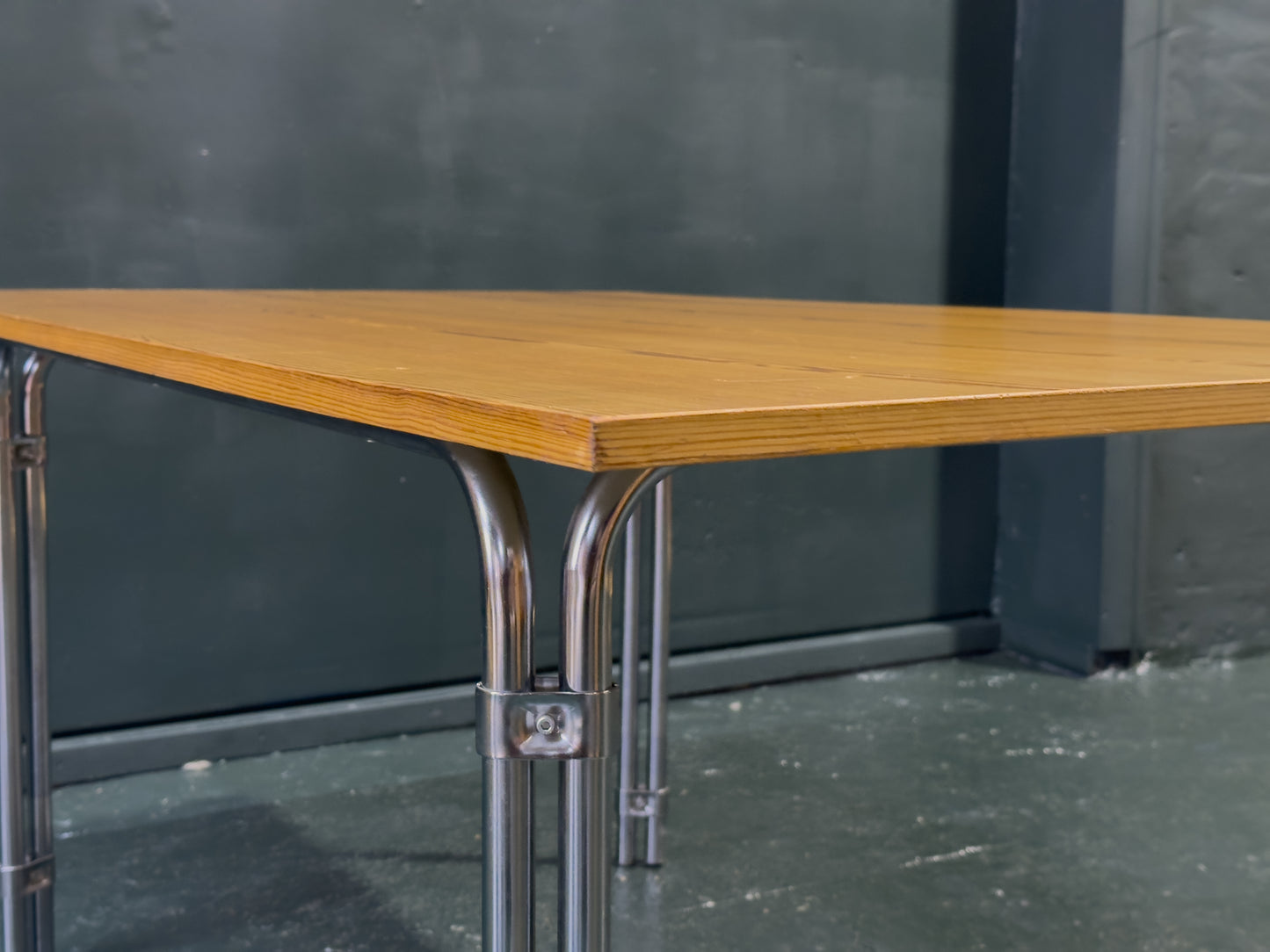 Pine and Chrome Dining Table