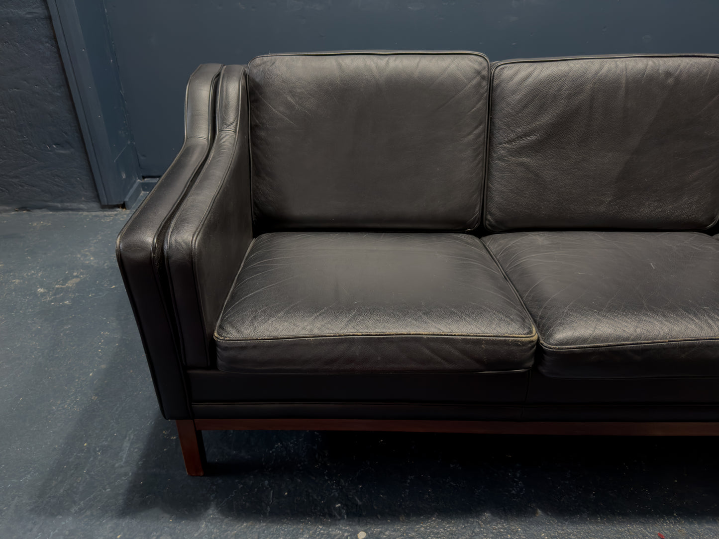 Large Black Leather Sofa