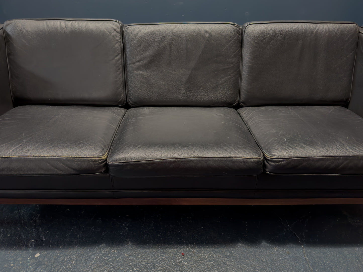 Large Black Leather Sofa