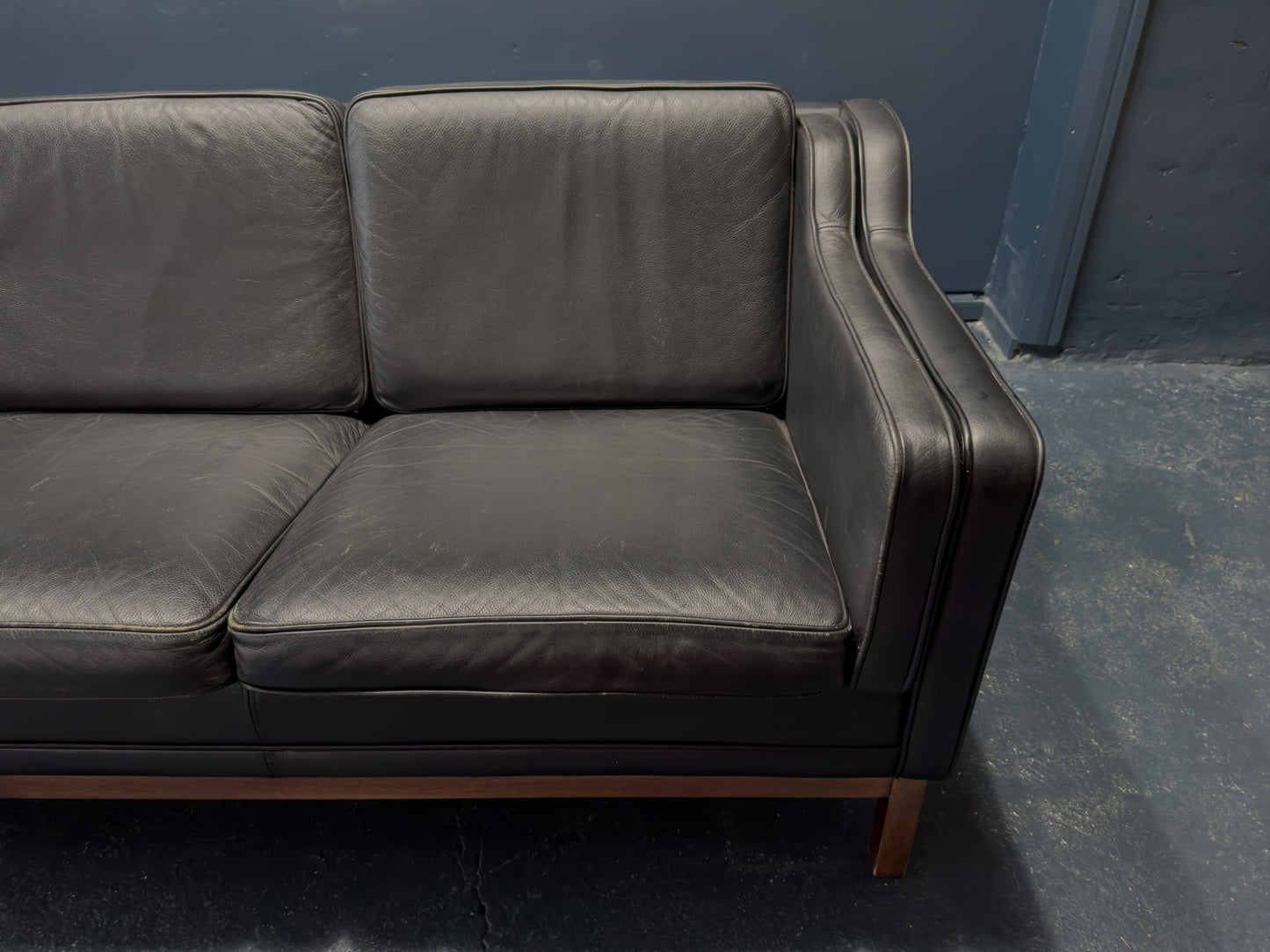 Large Black Leather Sofa