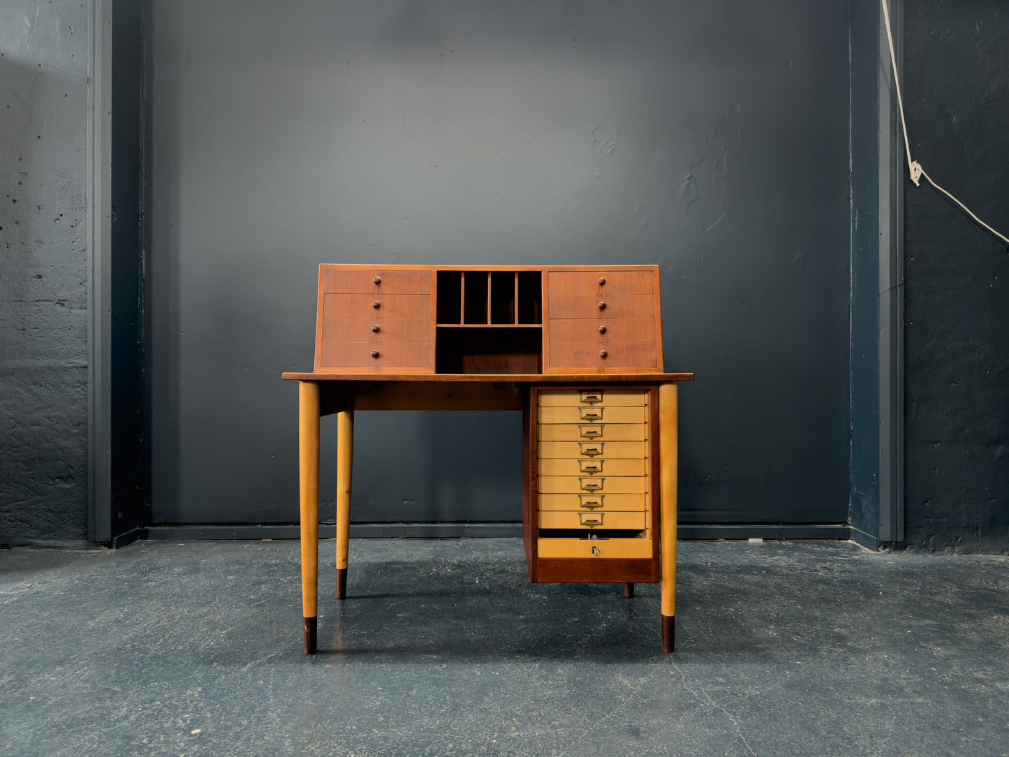 Teak Desk with Tambour Unit