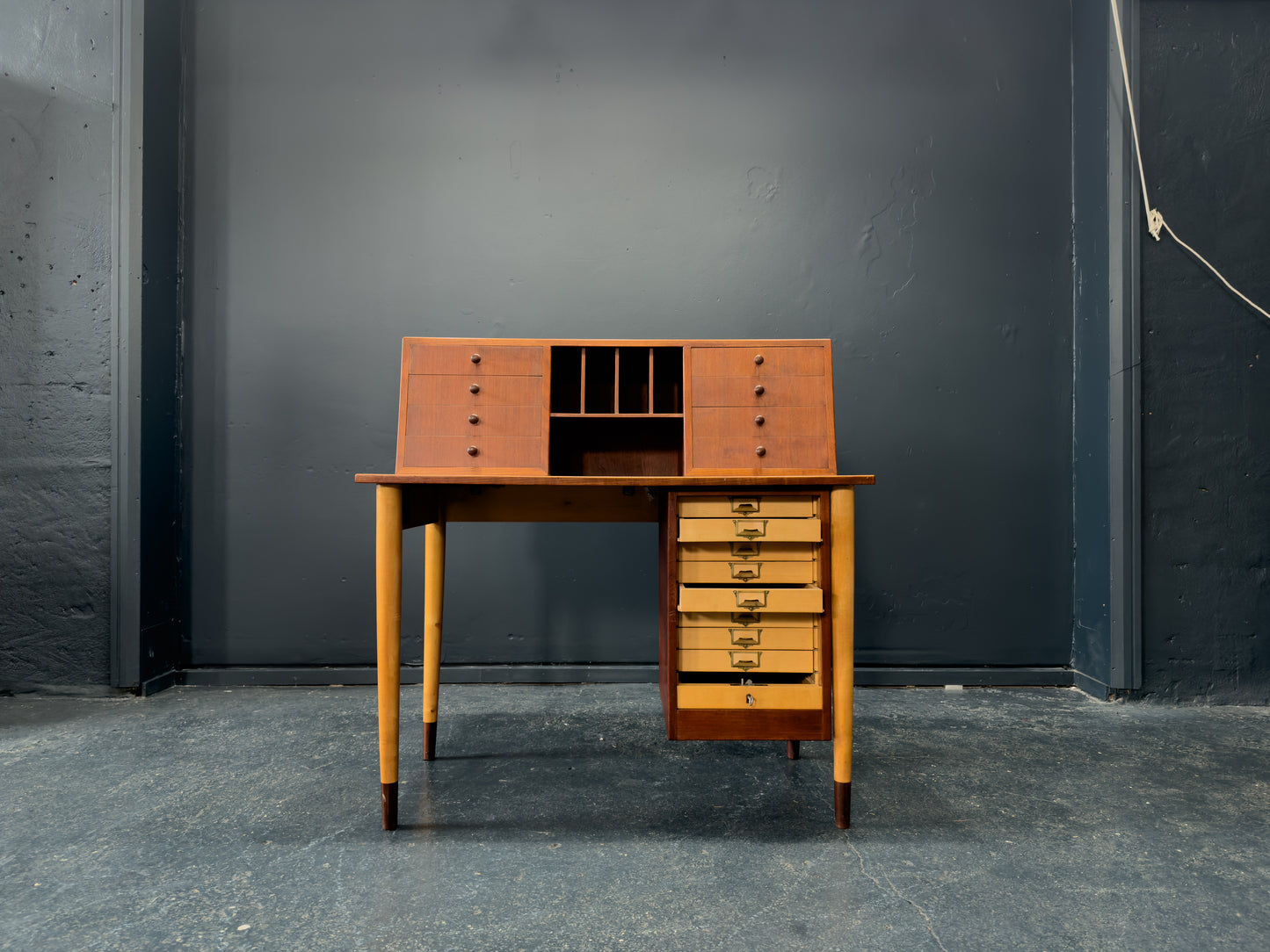 Teak Desk with Tambour Unit