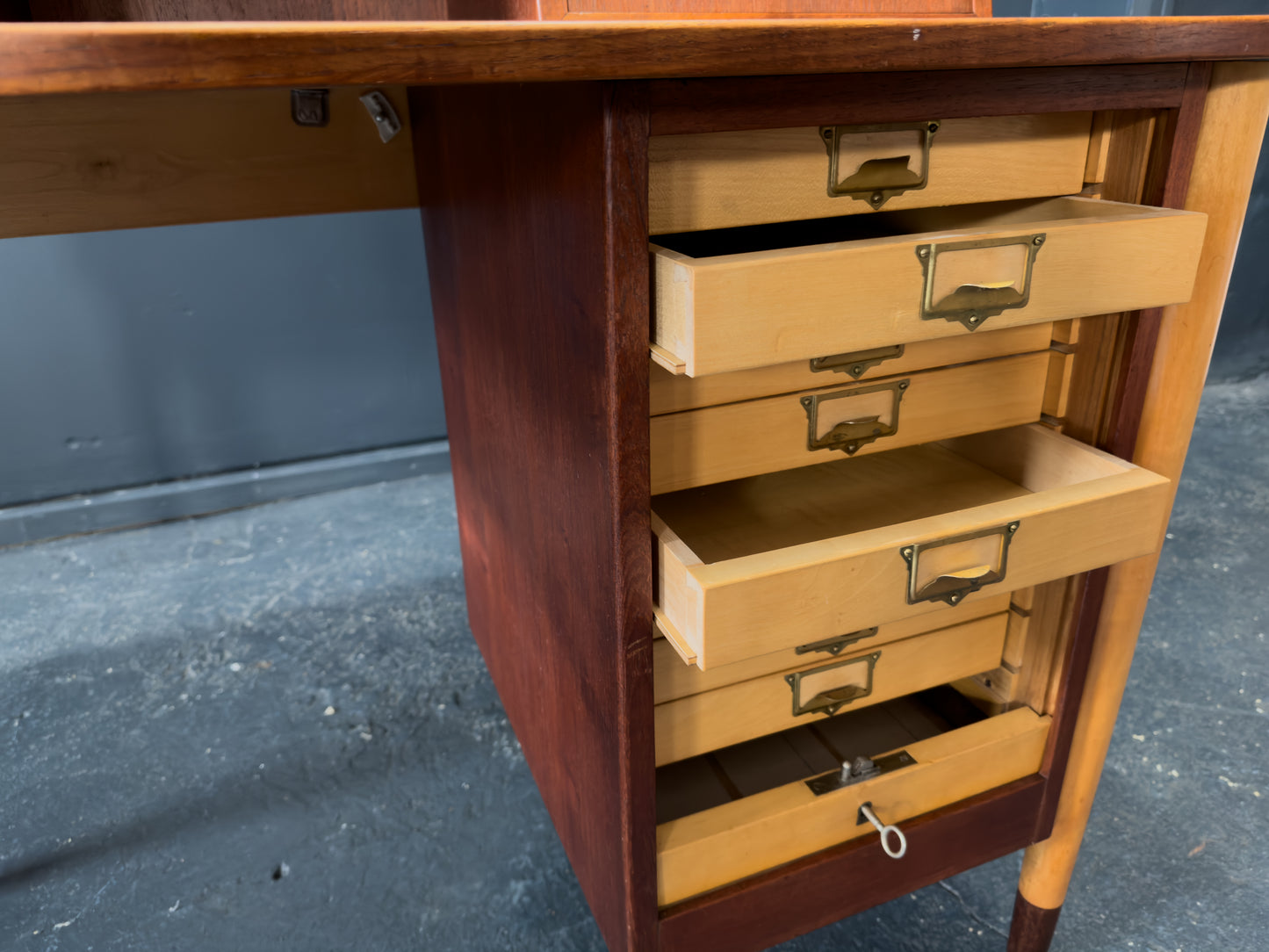 Teak Desk with Tambour Unit