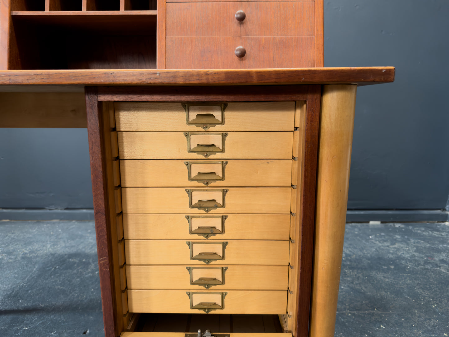 Teak Desk with Tambour Unit