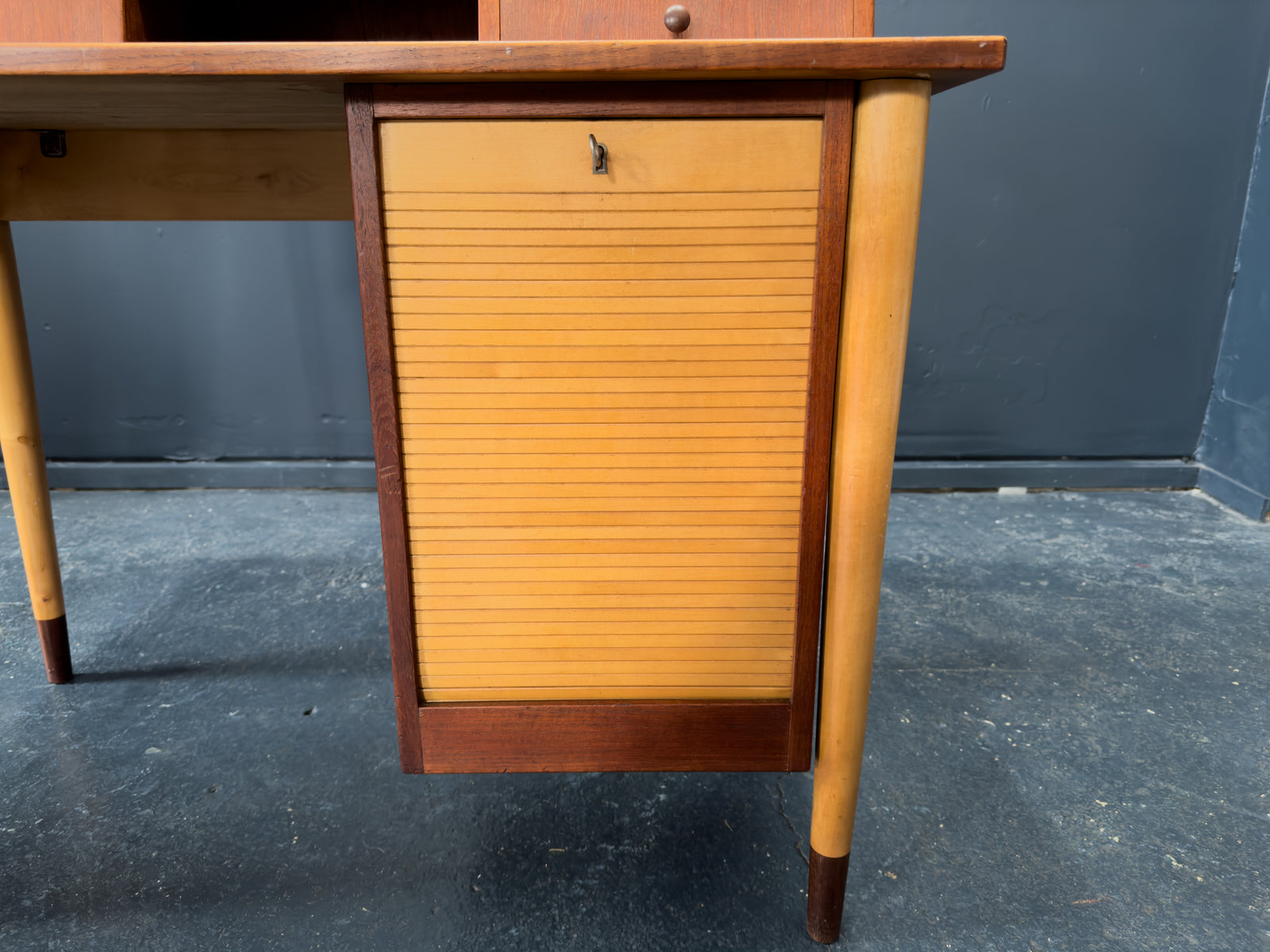 Teak Desk with Tambour Unit