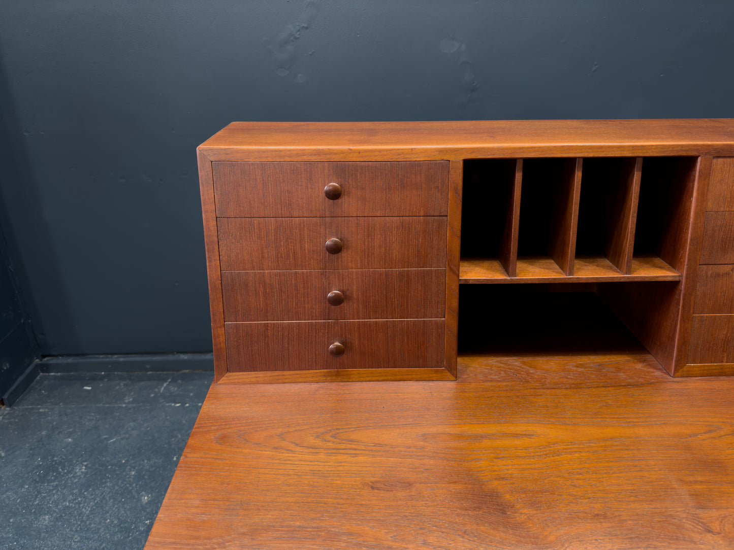 Teak Desk with Tambour Unit