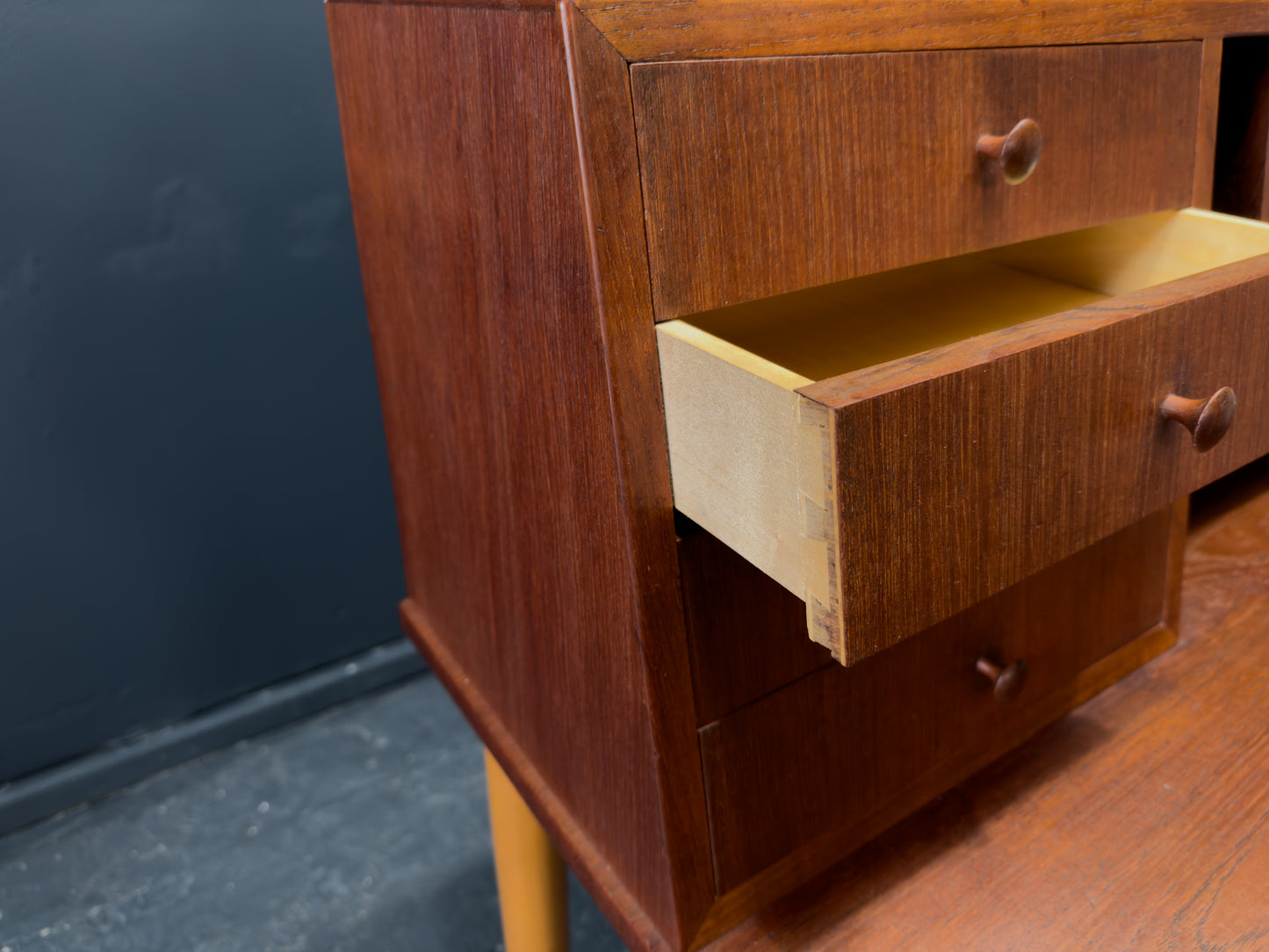 Teak Desk with Tambour Unit