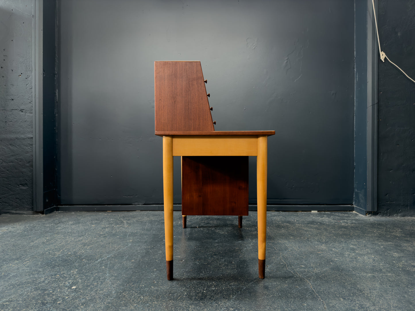 Teak Desk with Tambour Unit