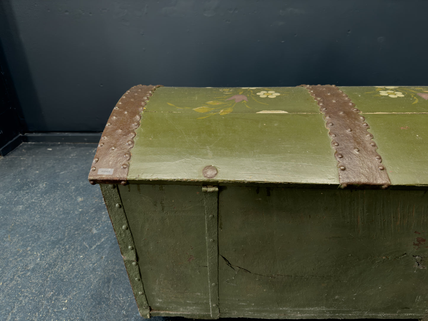 Large Green Painted Danish Folk Chest