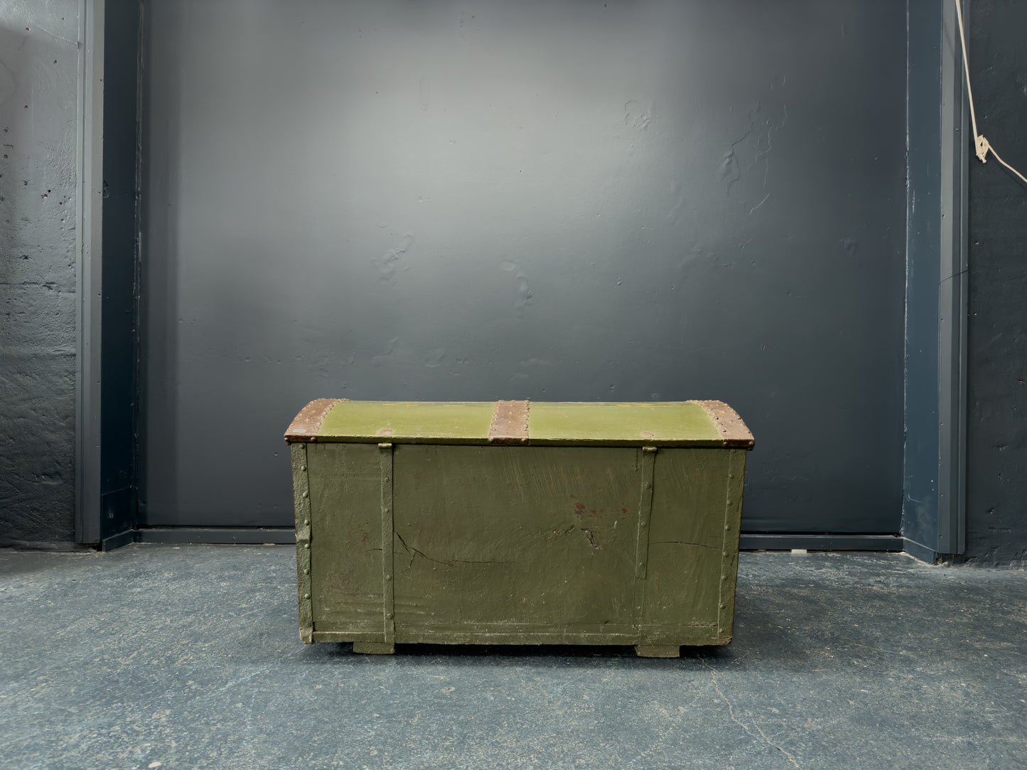 Large Green Painted Danish Folk Chest