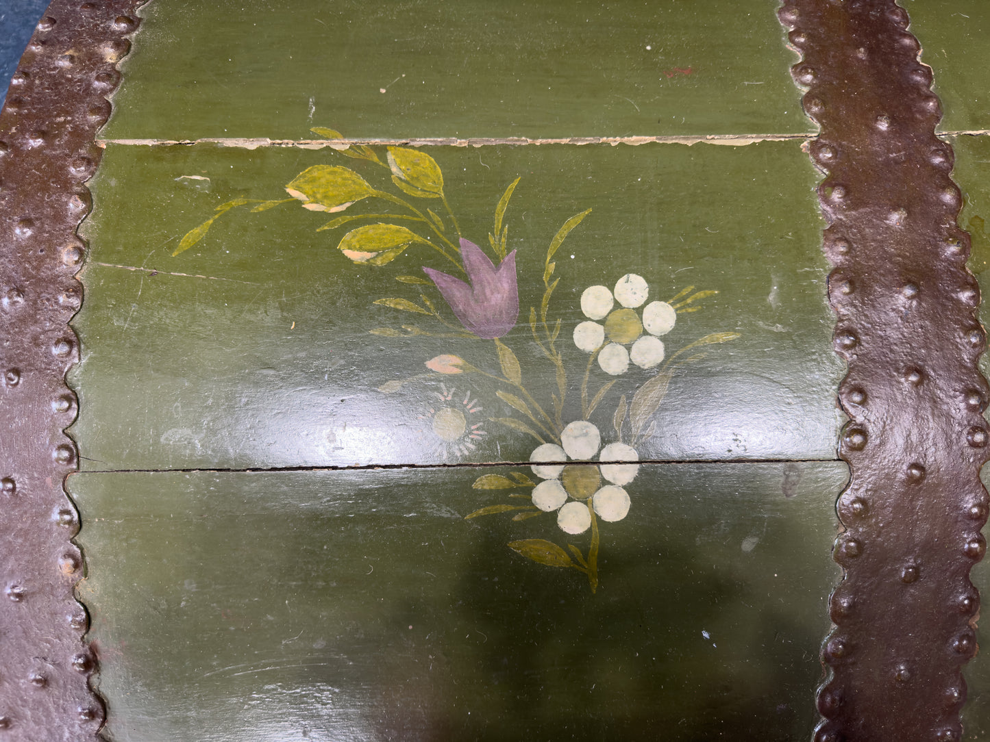 Large Green Painted Danish Folk Chest