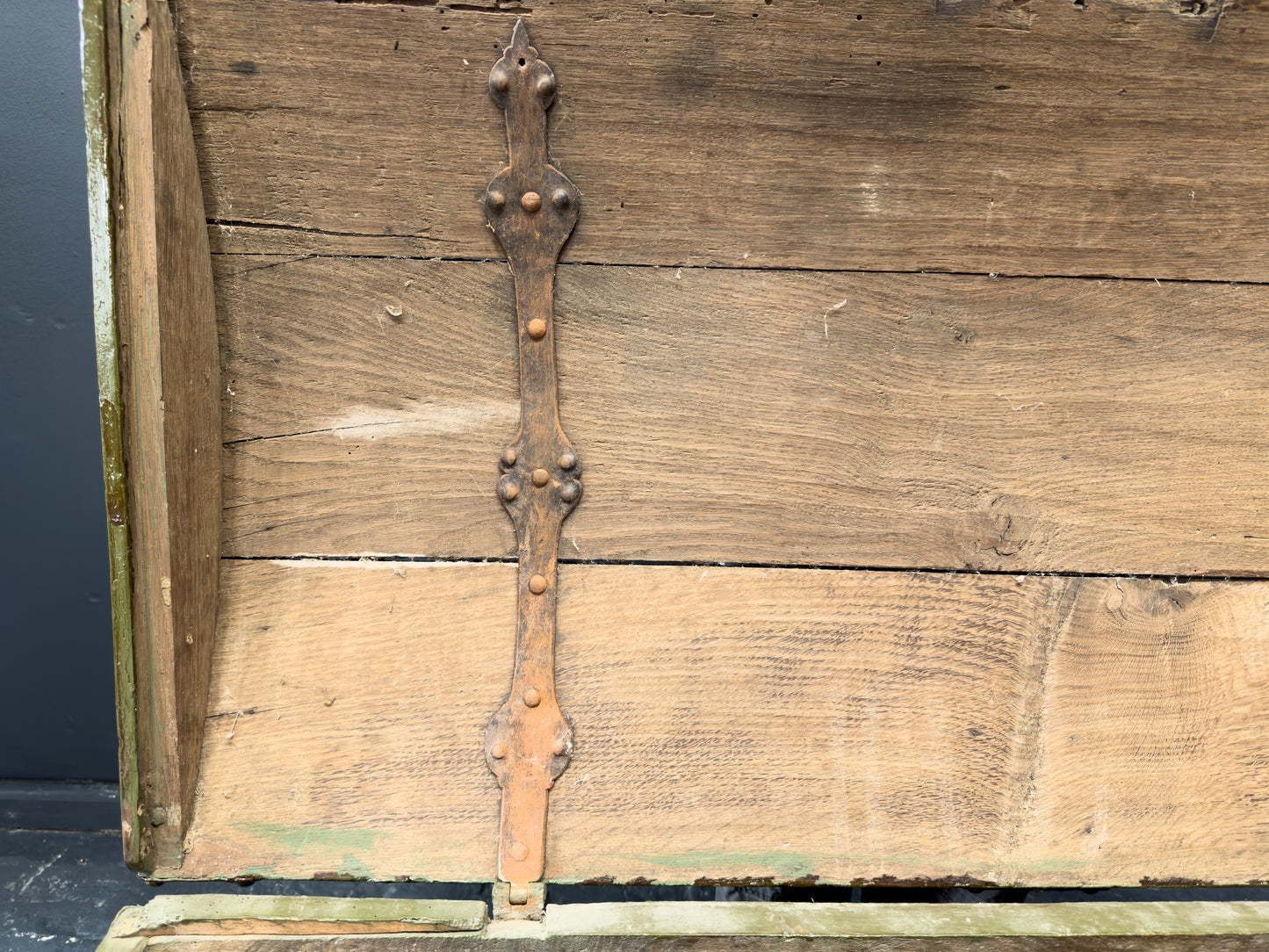 Large Green Painted Danish Folk Chest