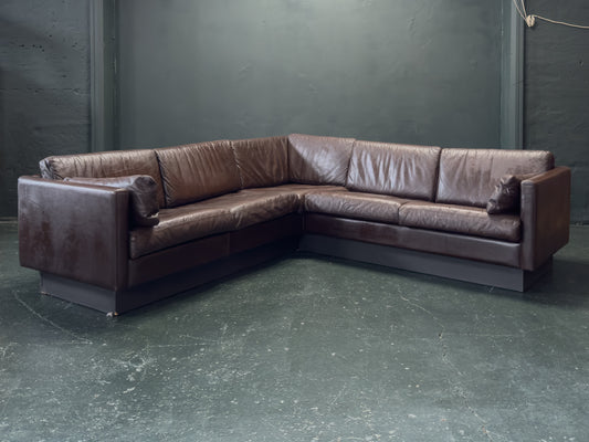 Brown Leather Corner Sofa by Thams Denmark