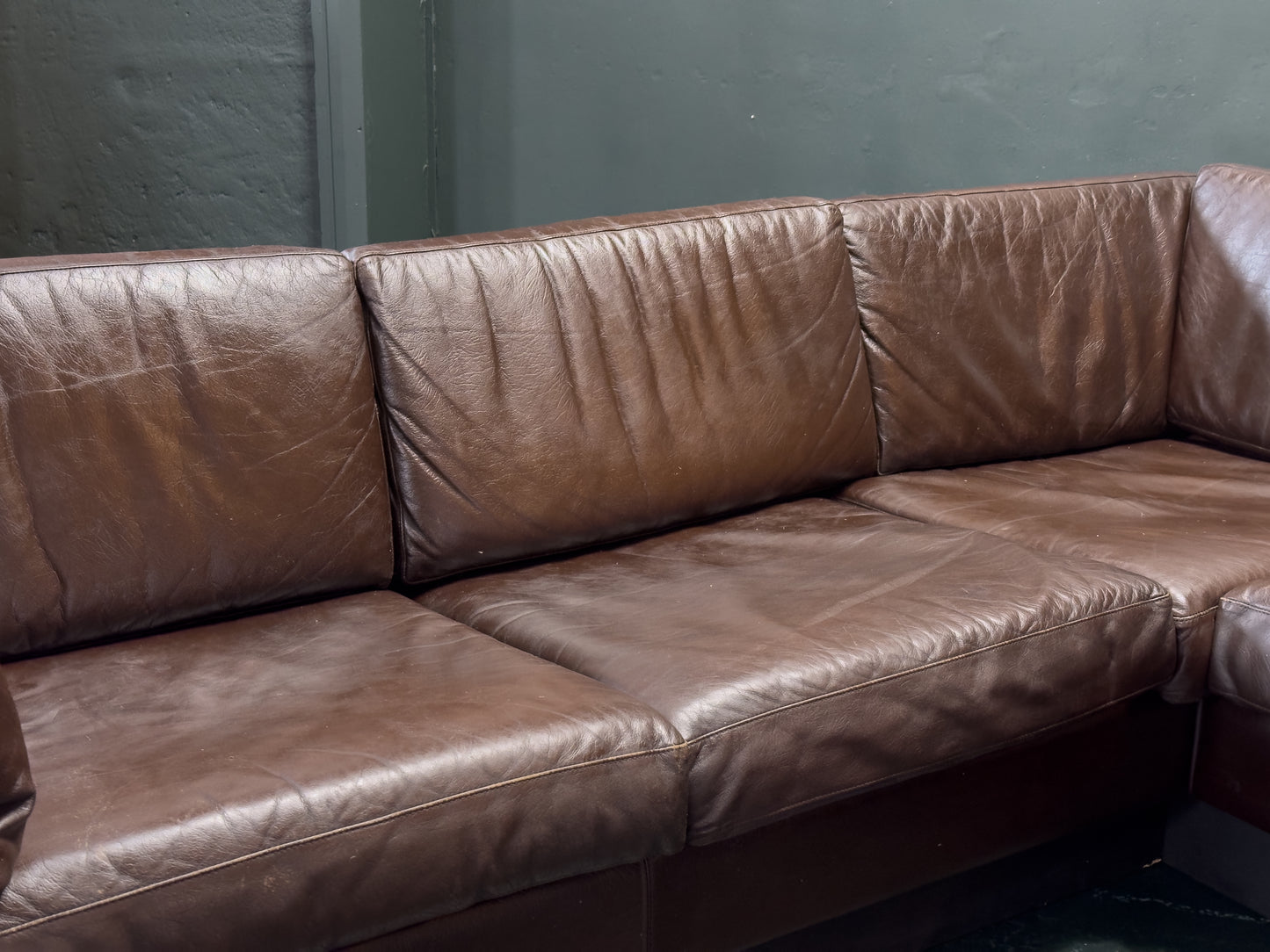 Brown Leather Corner Sofa by Thams Denmark