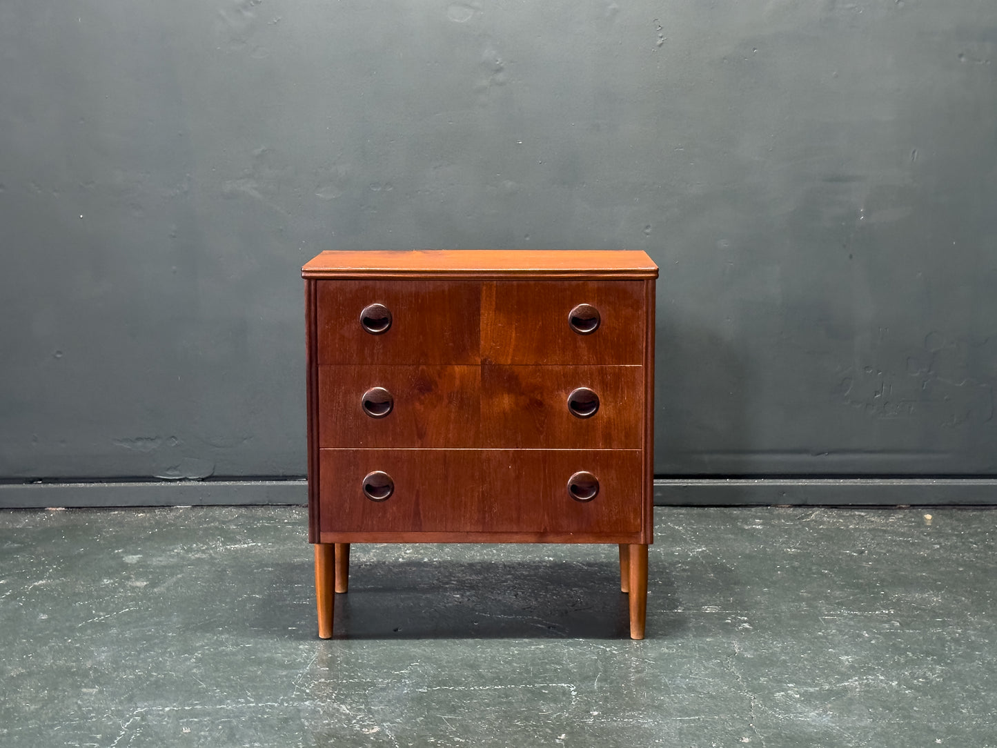 Teak Chest of Drawers with Circular Handles