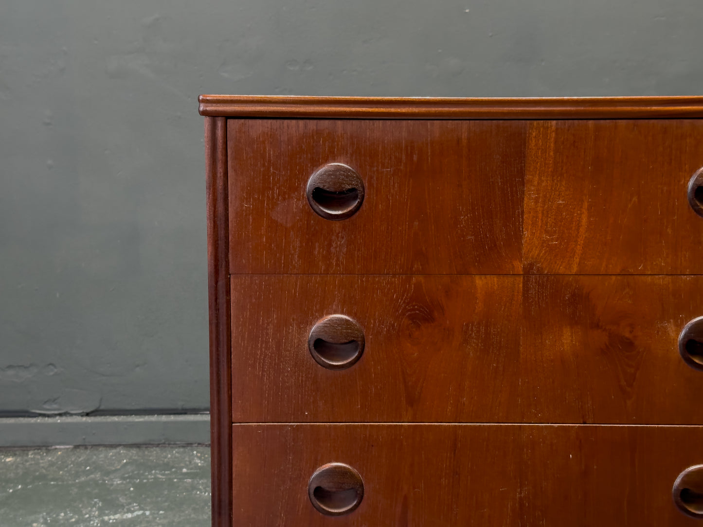 Teak Chest of Drawers with Circular Handles