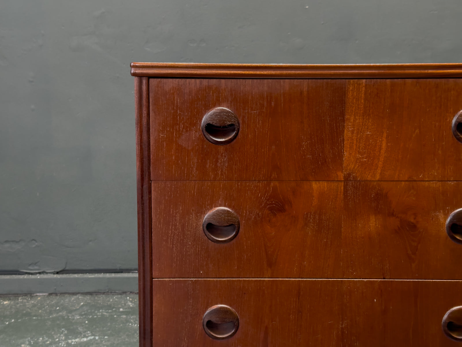 Teak Chest of Drawers with Circular Handles