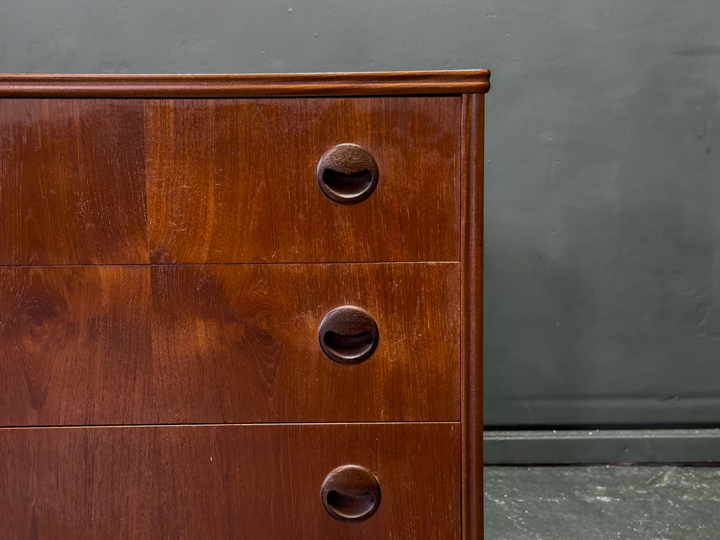 Teak Chest of Drawers with Circular Handles