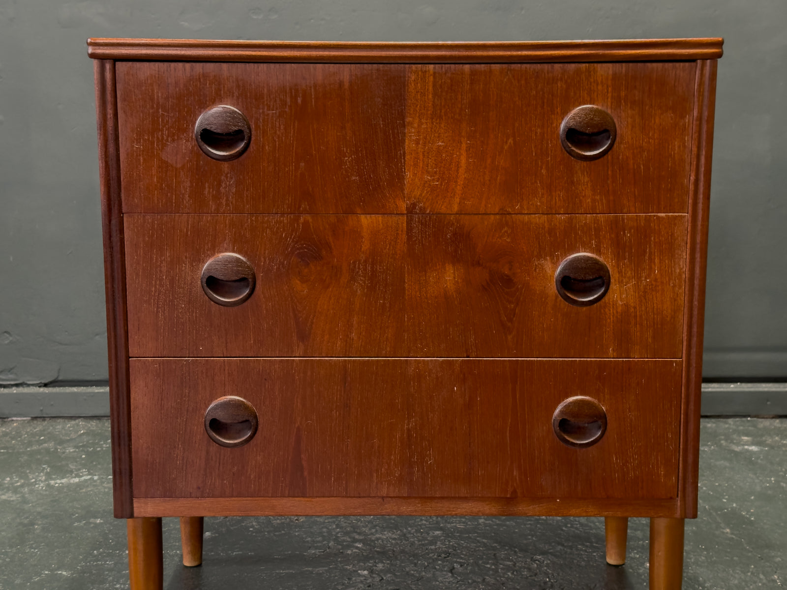 Teak Chest of Drawers with Circular Handles