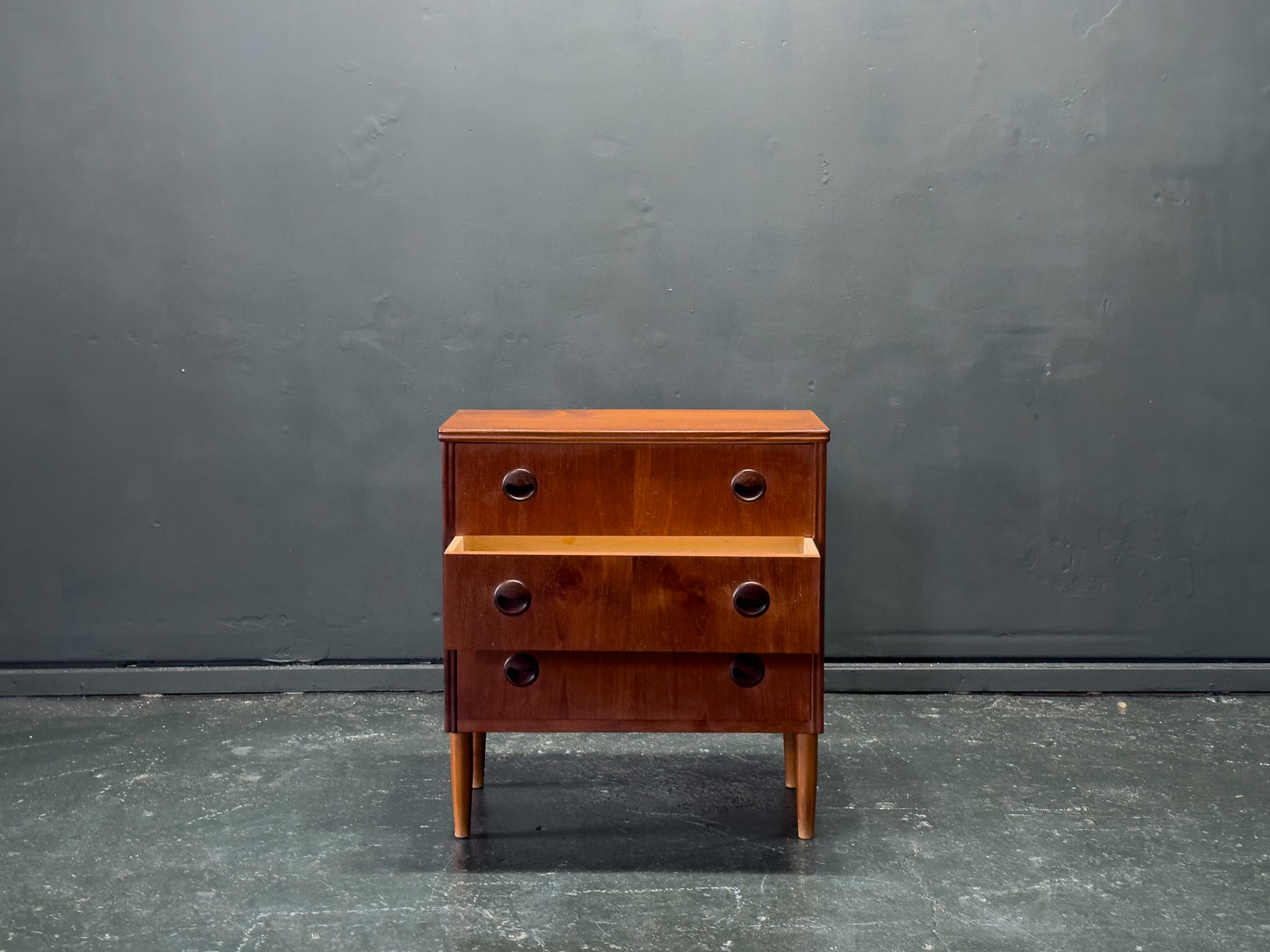 Teak Chest of Drawers with Circular Handles