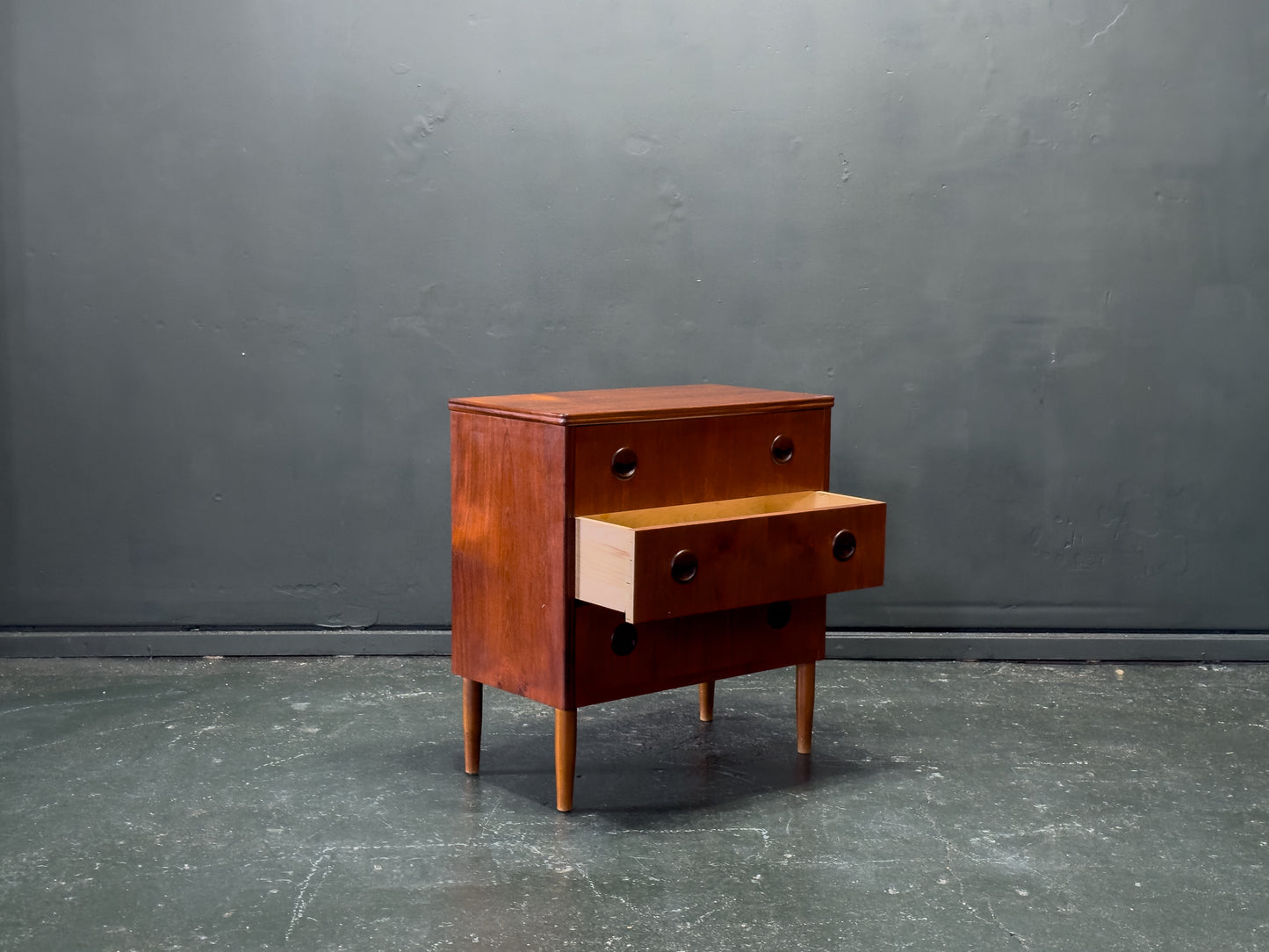 Teak Chest of Drawers with Circular Handles