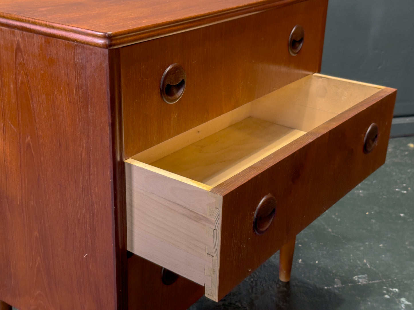 Teak Chest of Drawers with Circular Handles