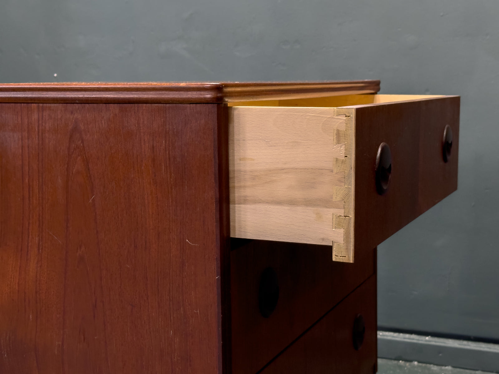 Teak Chest of Drawers with Circular Handles