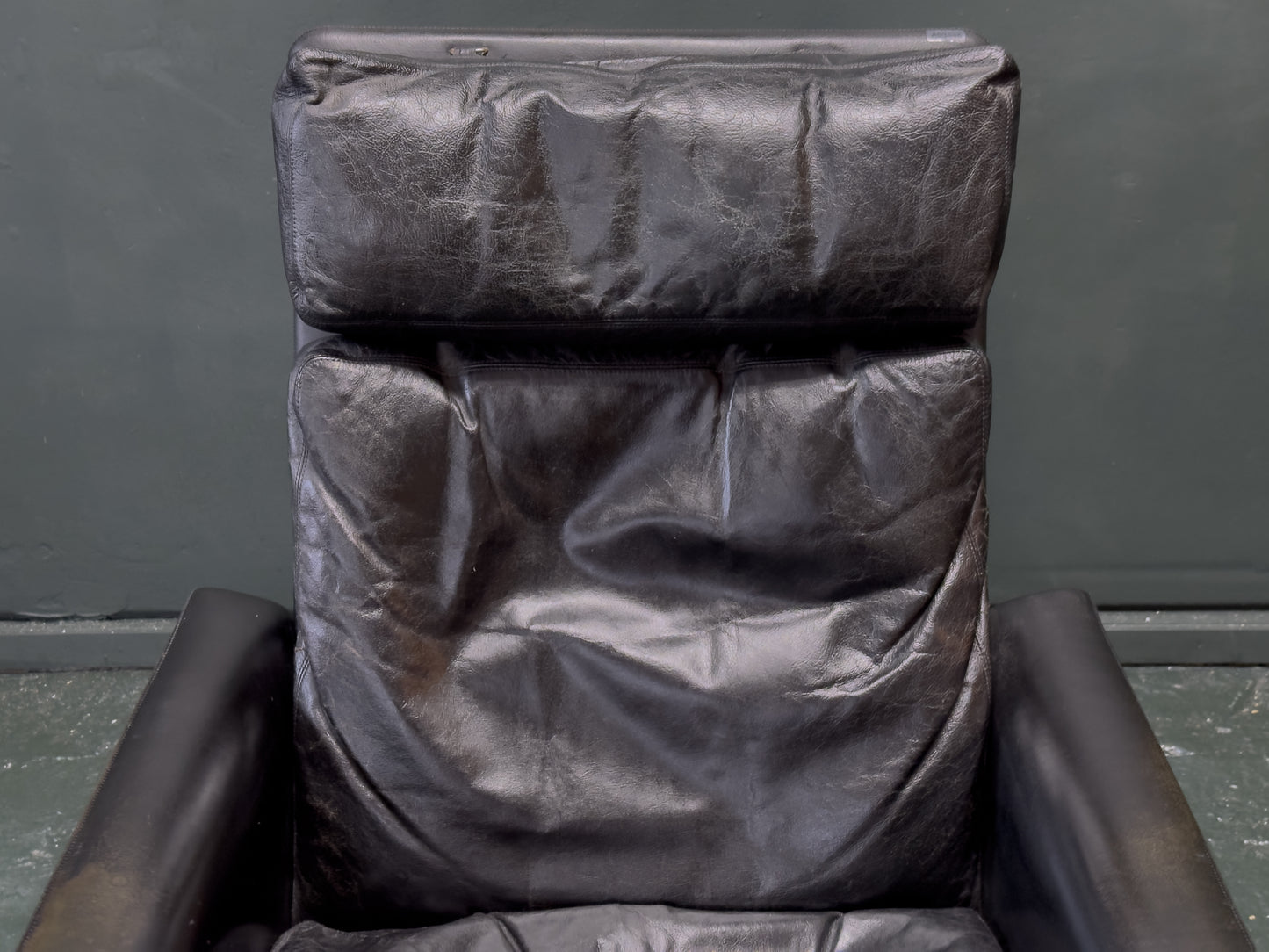 Hans Olsen Black Leather High Back Armchair