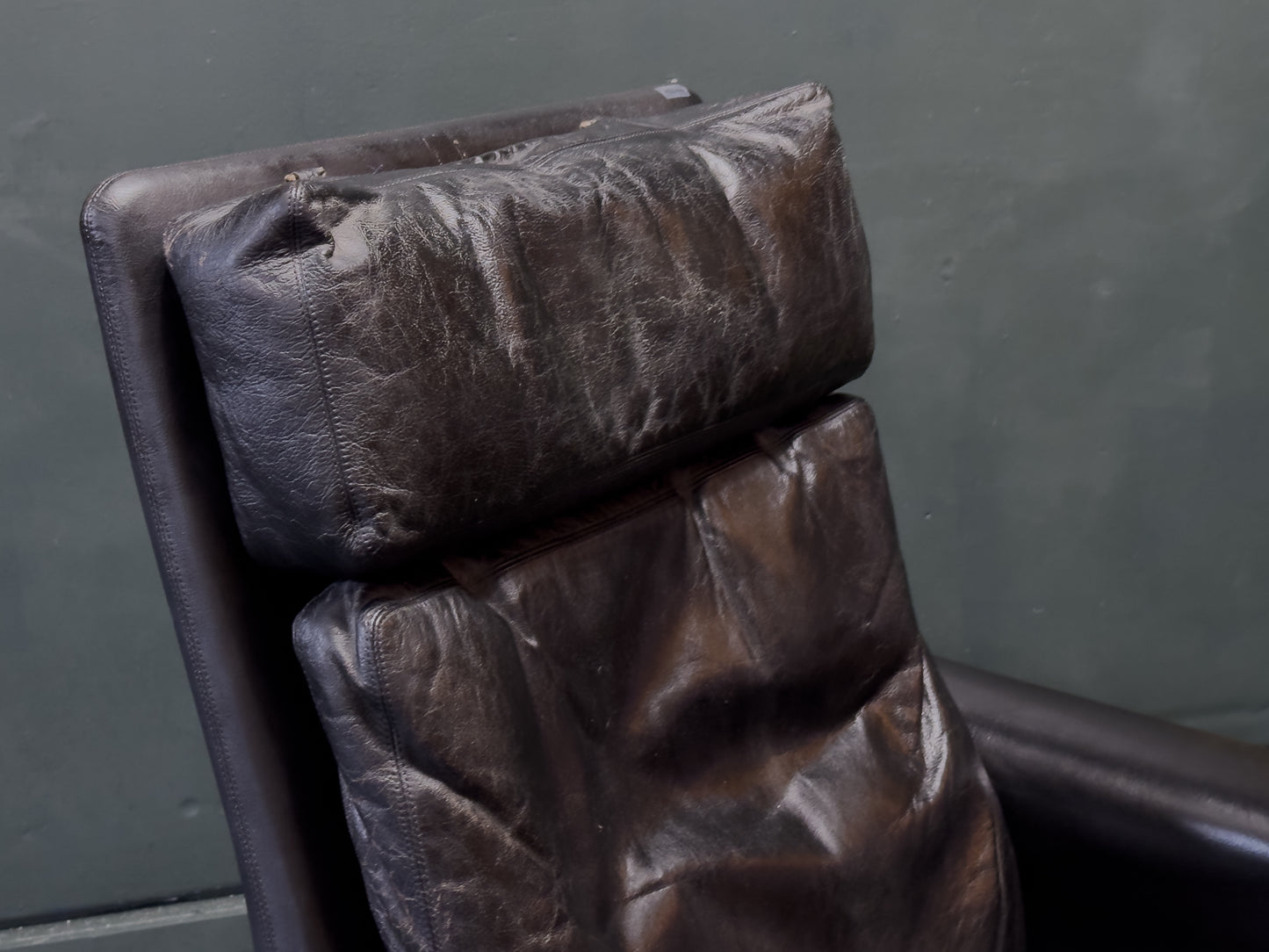 Hans Olsen Black Leather High Back Armchair