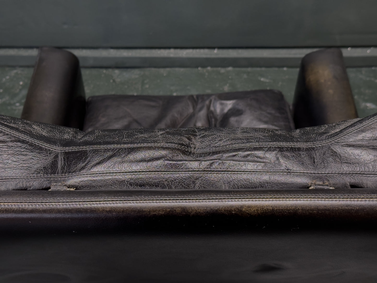 Hans Olsen Black Leather High Back Armchair