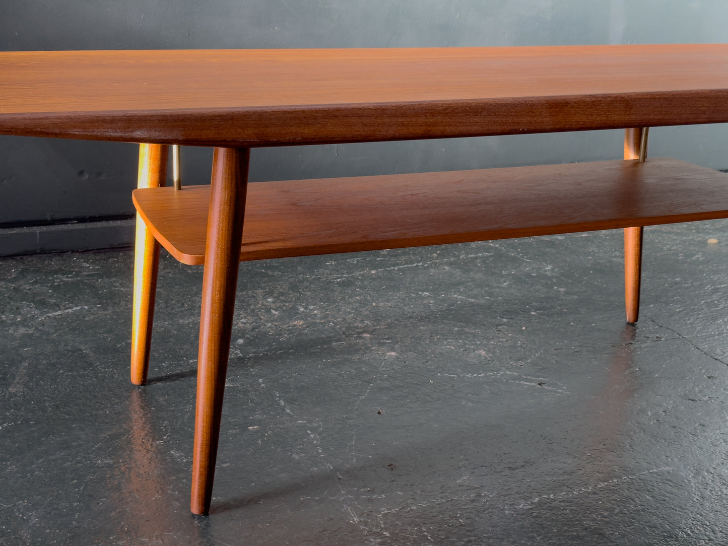 Teak Coffee Table with Brass Detailing
