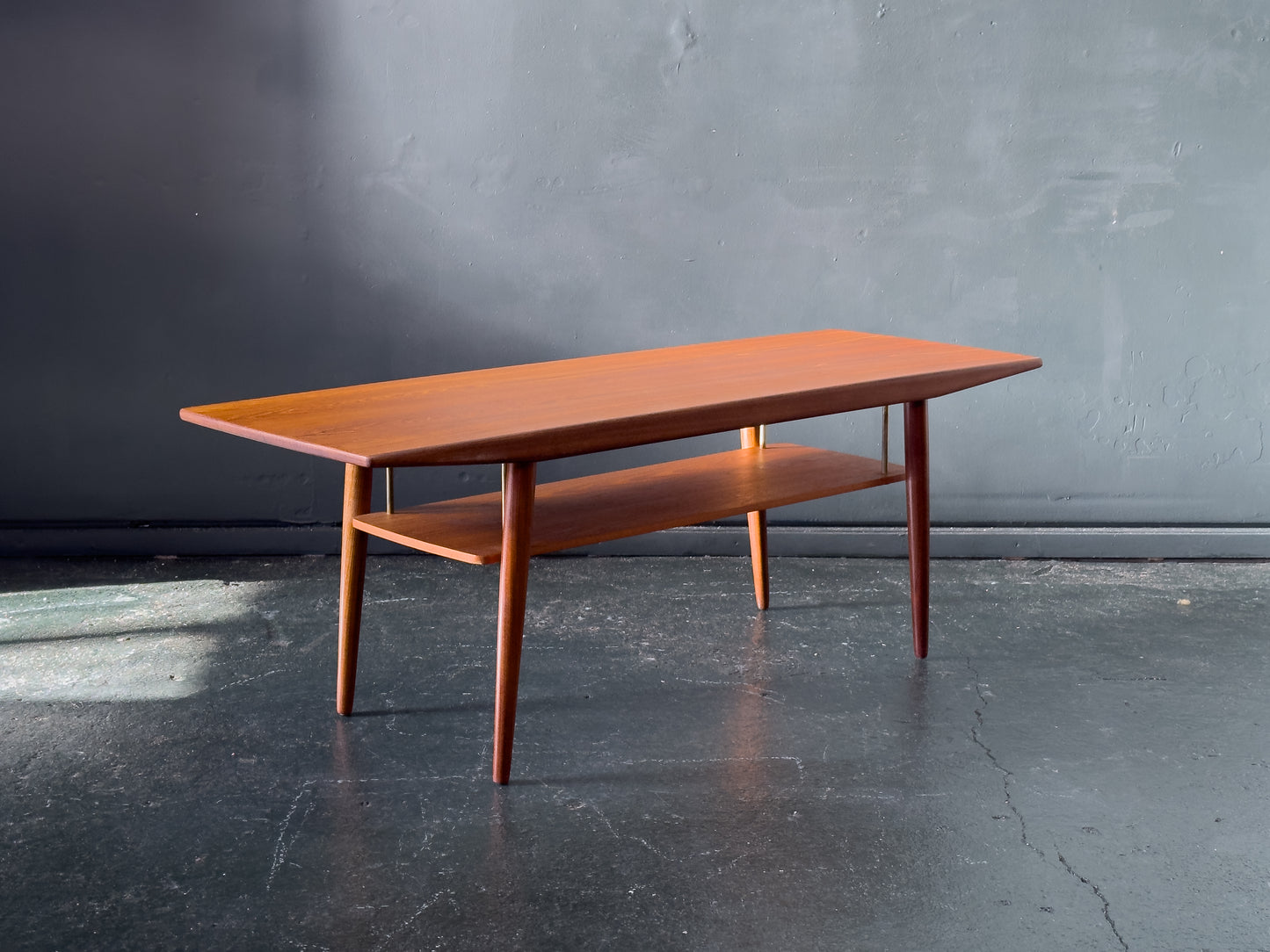 Teak Coffee Table with Brass Detailing