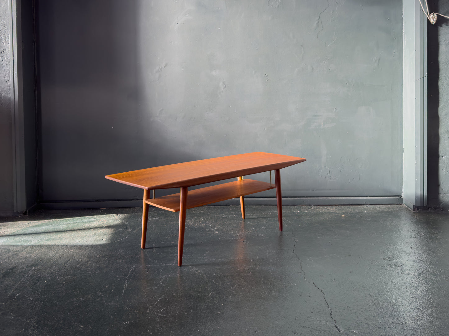 Teak Coffee Table with Brass Detailing