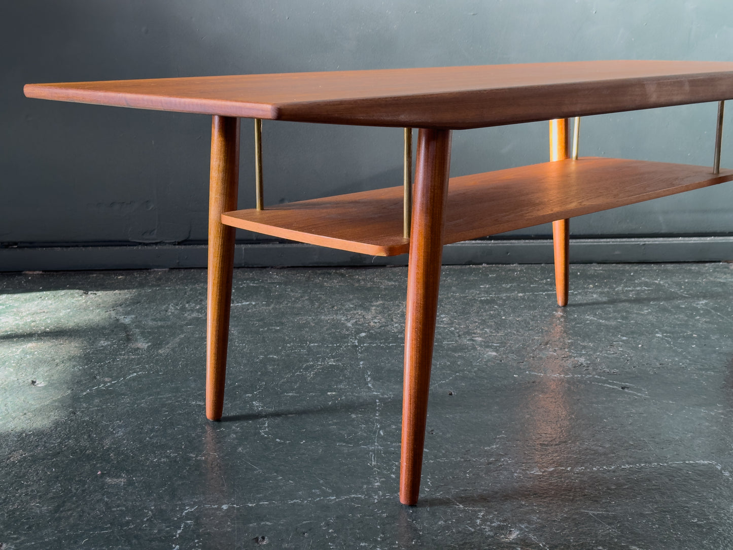 Teak Coffee Table with Brass Detailing