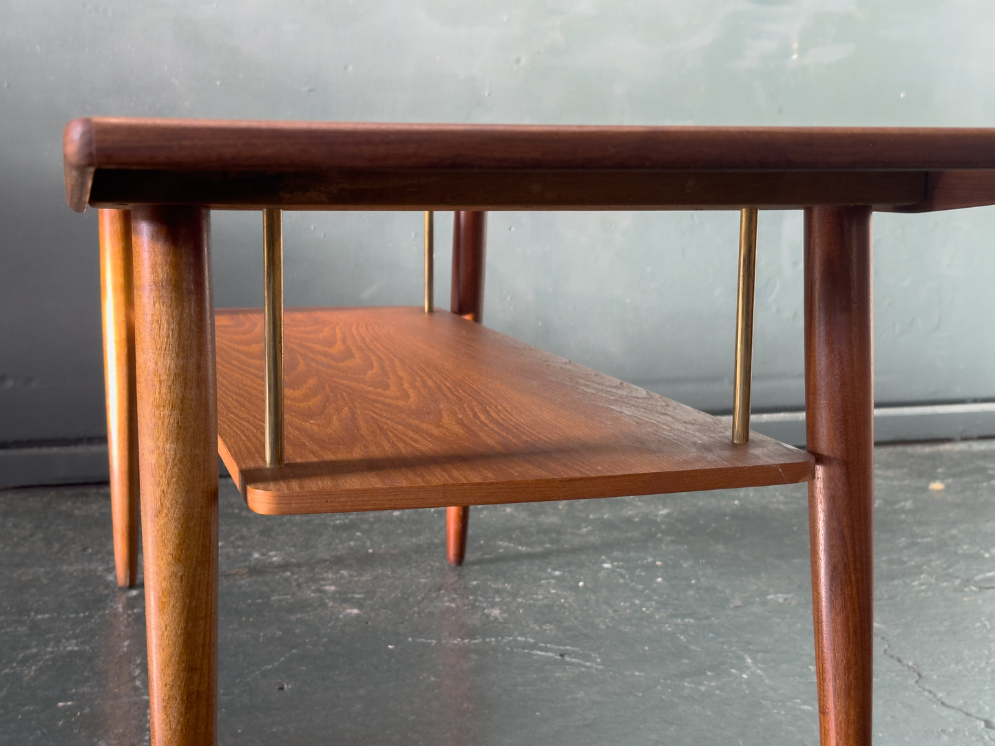 Teak Coffee Table with Brass Detailing