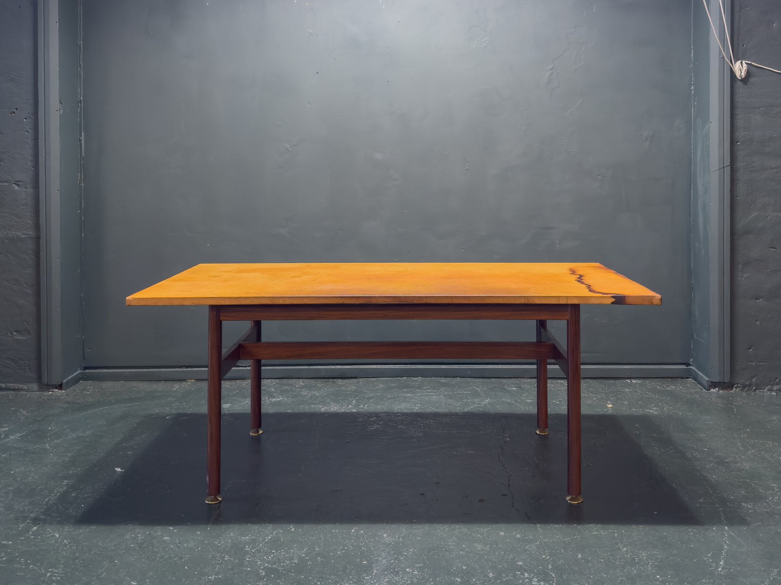 Large Leather Top Rosewood Table