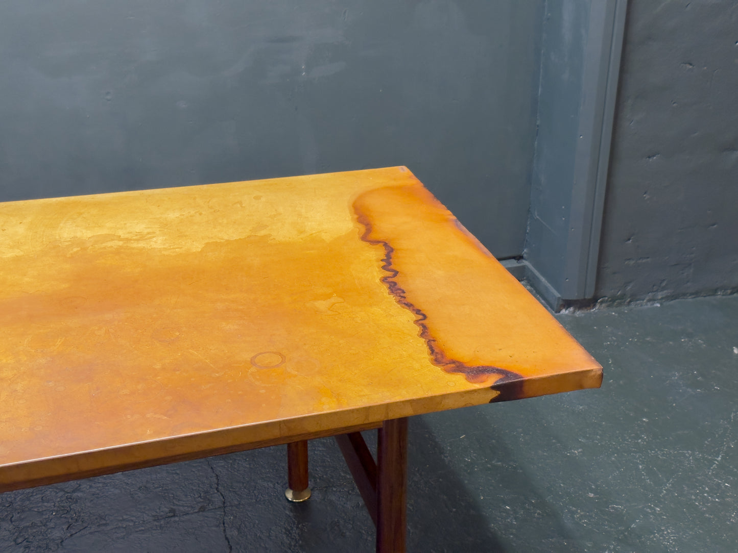 Large Leather Top Rosewood Table