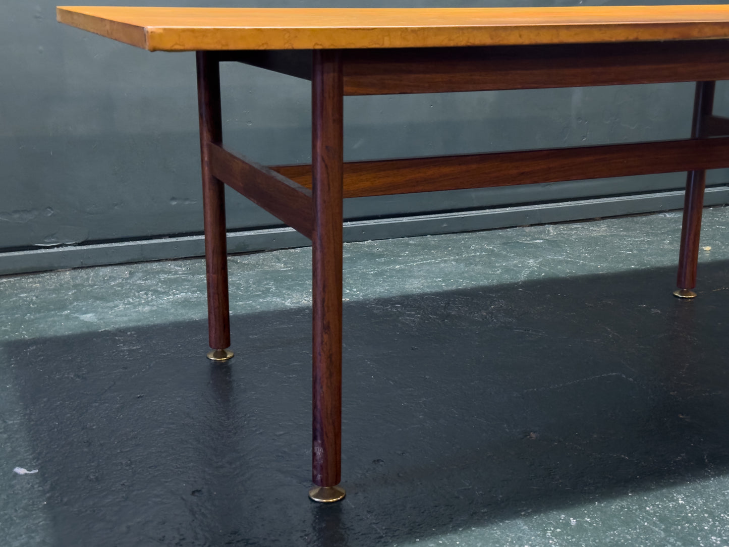 Large Leather Top Rosewood Table